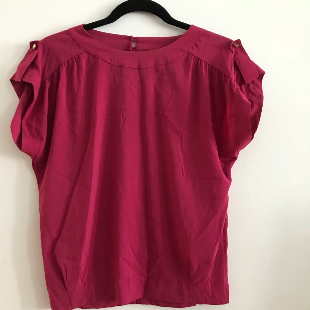 Dark pink Miss Selfridges cap sleeve blouse